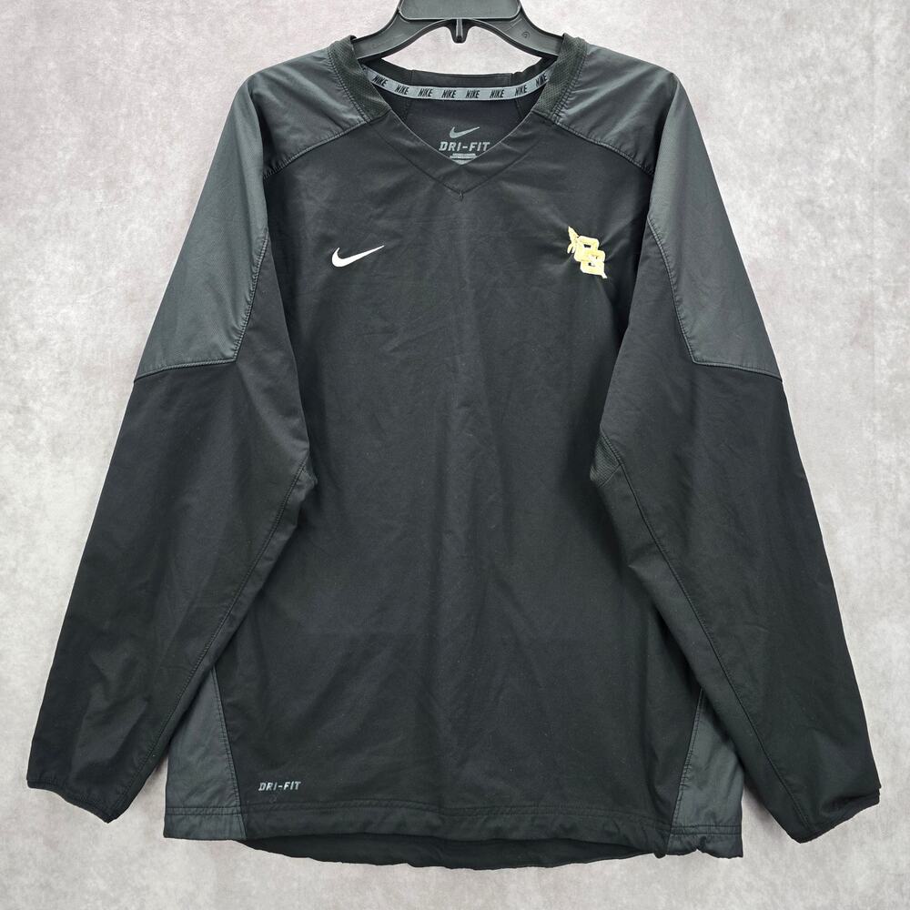 Nike Black Pullover Baseball Sweatshirt Sport Active Windbreaker Jacket M Medium